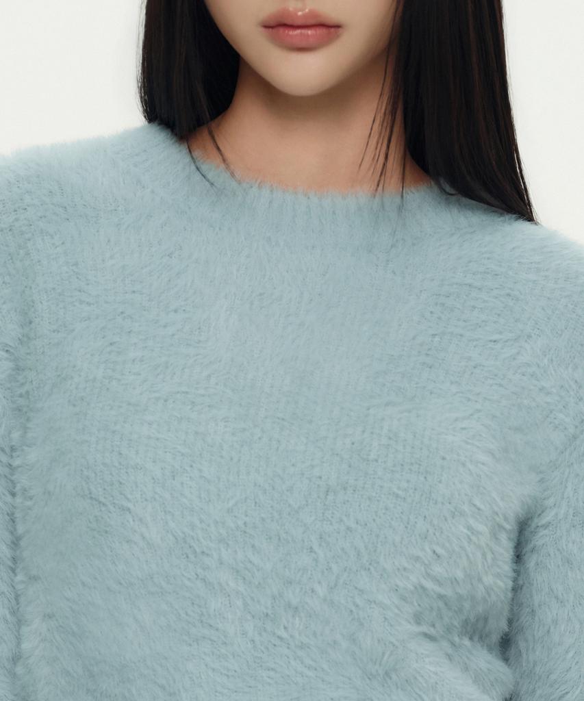 MUSINSA STANDARD WOMAN Women'S Fuzzy Crew Neck Knit [Pastel Blue]
