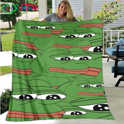 Cartoon Frog Pepe  Printed Four Season Blanket Sofa Cover Travel Bed Plush Office Break Blanket Birthday Gift Picnic Blanket#