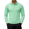 Mens Long Sleeve Casual Solid Color Polo Shirt Plus Size