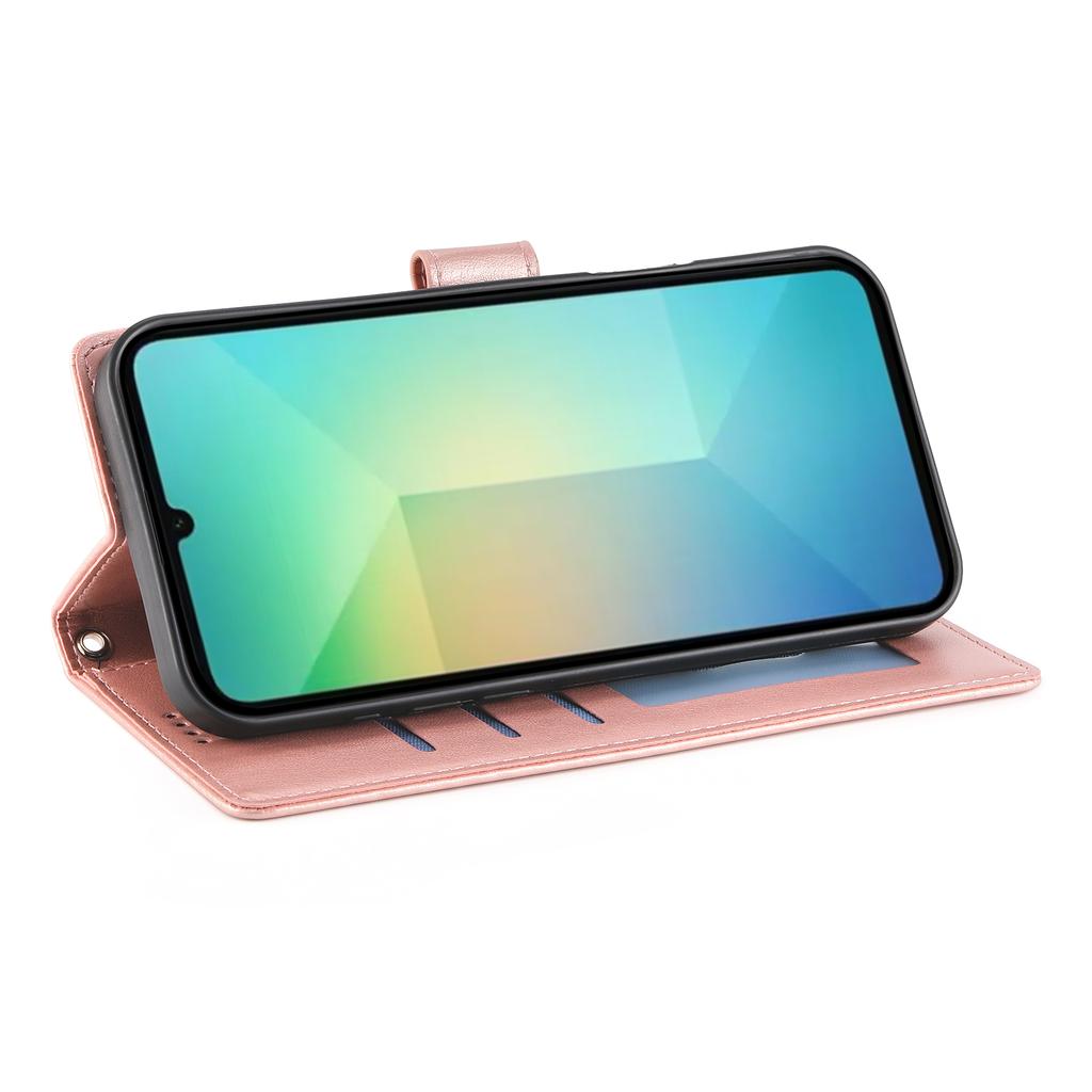 For Samsung Galaxy A06 5G/4G Wallet Case Butterfly Floral Imprint PU Leather Phone Cover with Wrist Strap