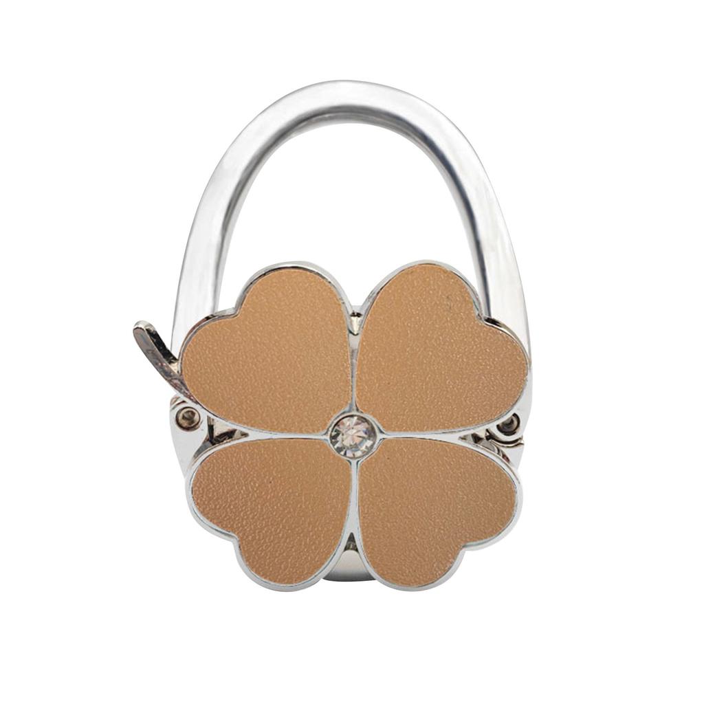 Fourleaf  External Bag Hook, Foldable Portable Hook Solid Color Leather Table Side Bag Hook Handbag Bag Hook