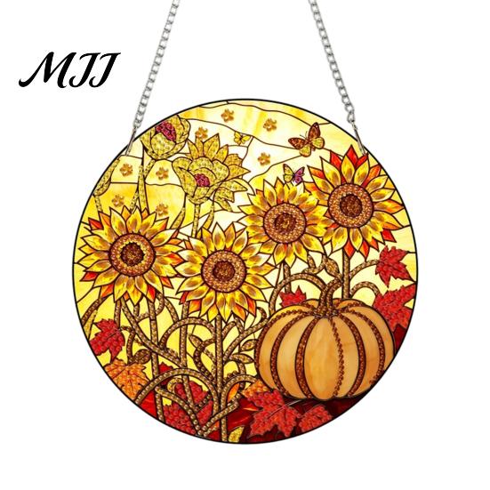Black Cat Halloween Decoration Moon Rhinestone Painting Kit, Faceted Faux Crystal Hanging Decor, DIY Art Pendant Craft Window Decor for Home