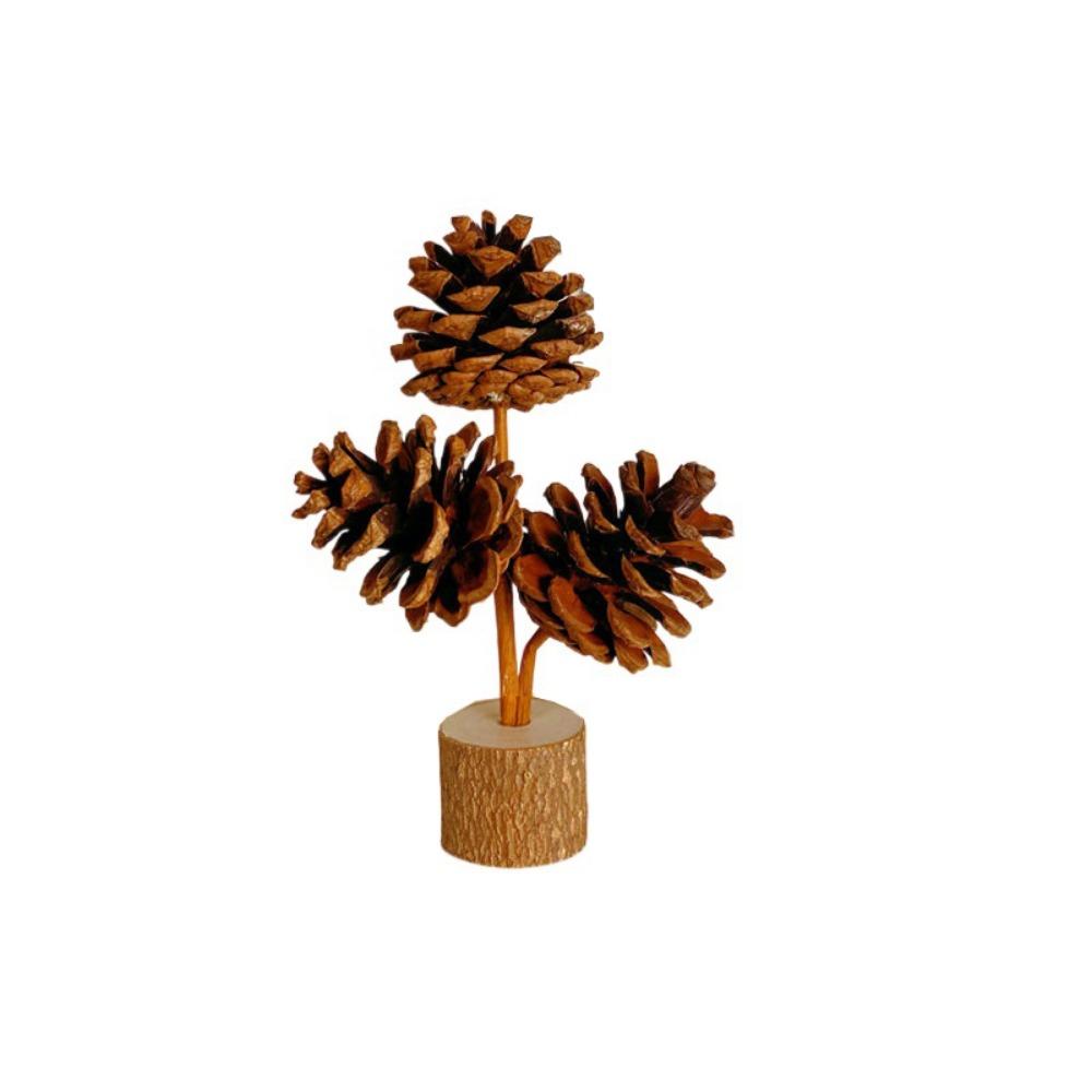 Natural Pinecone Tabletop Pine Cone Ornament Handcrafted Wood Base Holiday Pine Cone Accessories DIY Decoration