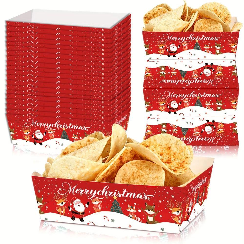 20PCS Disposable Disposable Serving Trays Food Grade Christmas Party Trays Christmas Party