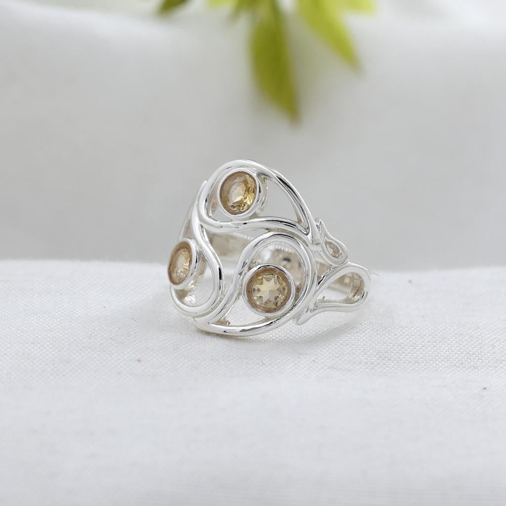 Citrine Gemstone Silver Ring, Pure 925 Sterling Silver Handmade Jewelry, Healing Crystal Silver Jewelry, Gift For Her Ar8948