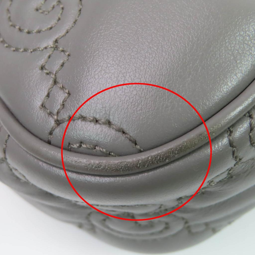 GUCCI Shoulder Bag GG Matelasse Leather 2-Way Handbag gray leather Women 735049 Used