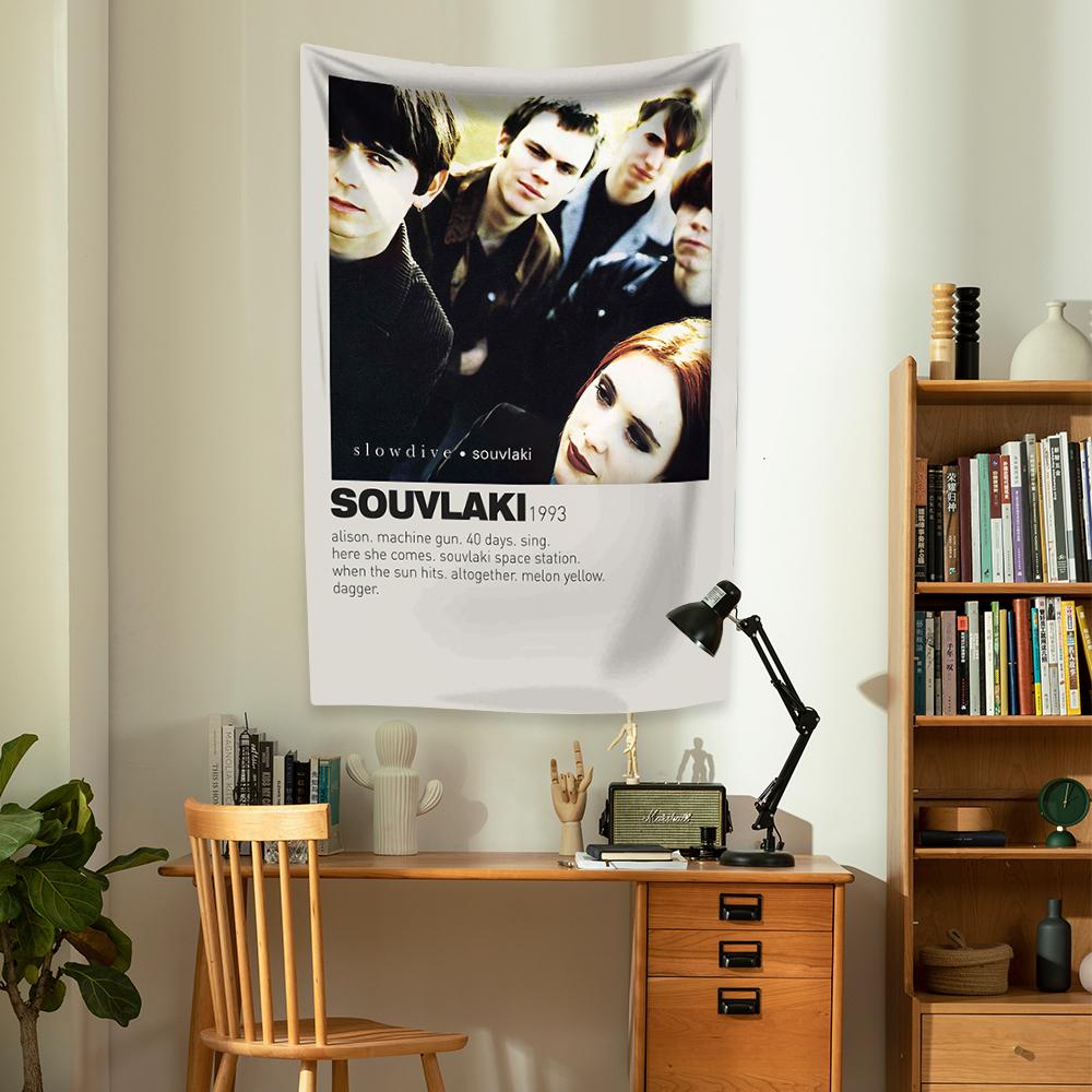 Rock And Roll Music Band Tapestry Slowdive Printed Home Decor Wall Hanging Covering Cloth For Bedroom Living Room Sofa Blanket