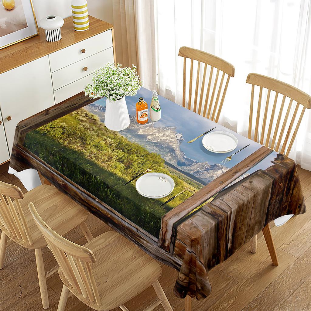 Scenery Outside The Window Tablecloth Beautiful Landscape Rectangular Table Cover for Coffee Table Dining Room Kitchen Decor