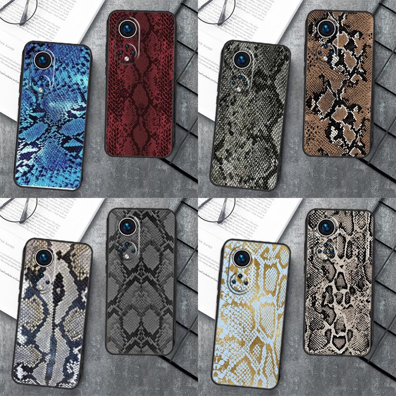 Snake Skin For Huawei P40 P20 P30 P60 Pro Nova 5T 9 P Smart Honor Magic5 Lite 50 70 90 X8 X8a X9a Case