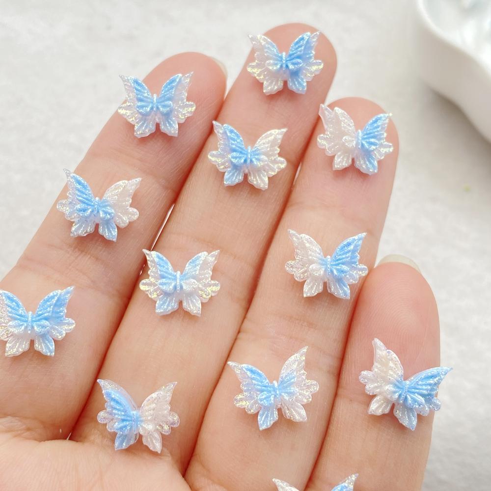 50 Stück Harz Süßer 3D Mini Schmetterling Flache Rückseite Strassstein Scrapbooking DIY Basteln Für Nagel Dekor Schmuck Zubehör