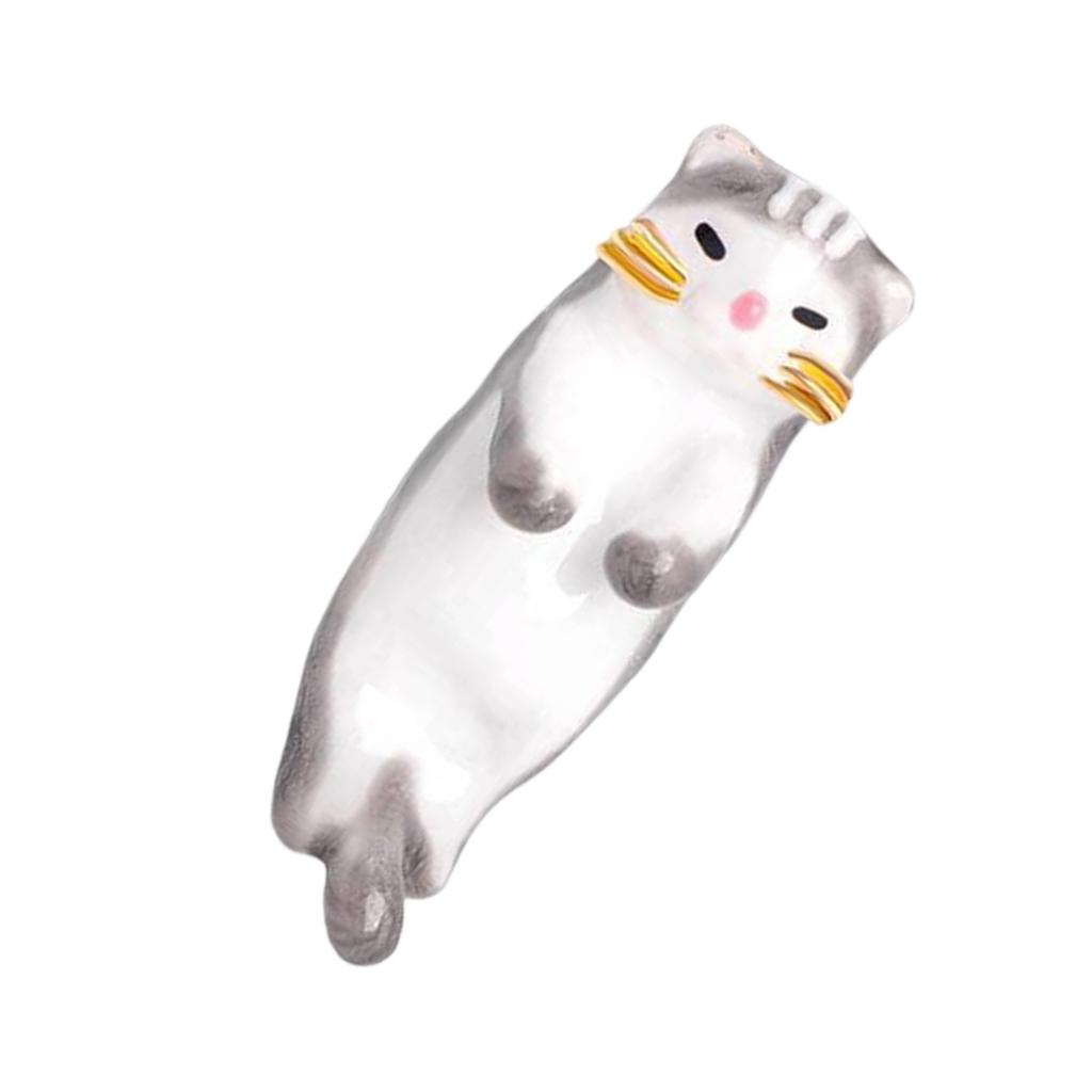 Handcrafted Grey Cat Brooch Lightweight Alloy Pin With Secure Lock For Casual Wear Artistic Design