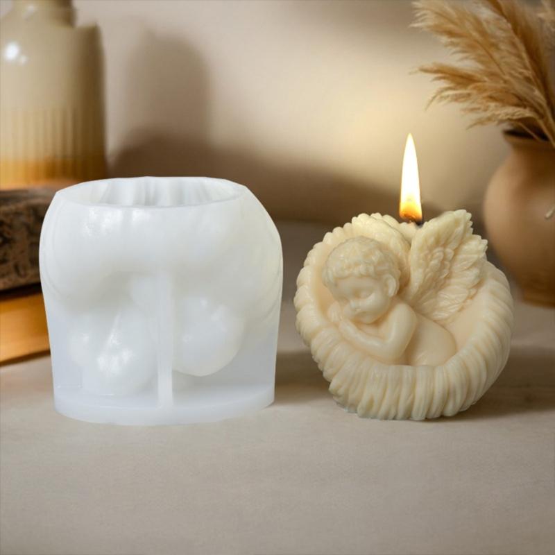 Flexible Angel Rose Scented Candle Silicone Mold And Shell Angel Scented Stone Craft Kit For Home Decors