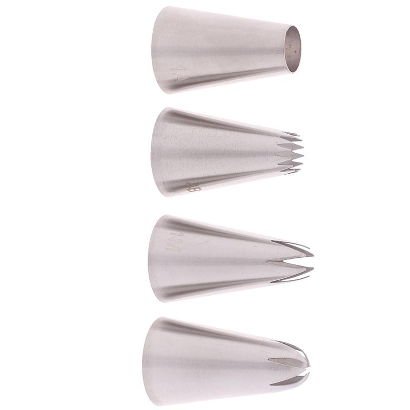 4 Stück Große Spritztüllen Gebäckspitzen Backwerkzeuge Kuchen Set Edelstahl
