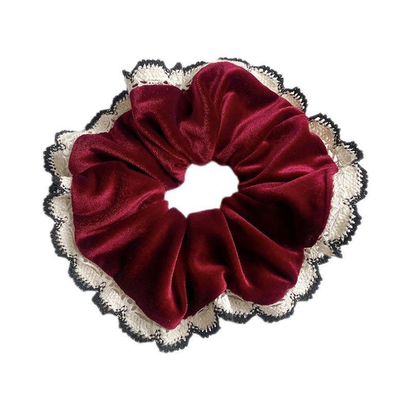 

1 шт. Кружевное кружево резинка для волос в виде большого кишечника, завязанная в хвост, темпераментная повязка на голову, ретро резинка для волос в виде пучка, аксессуар для волос