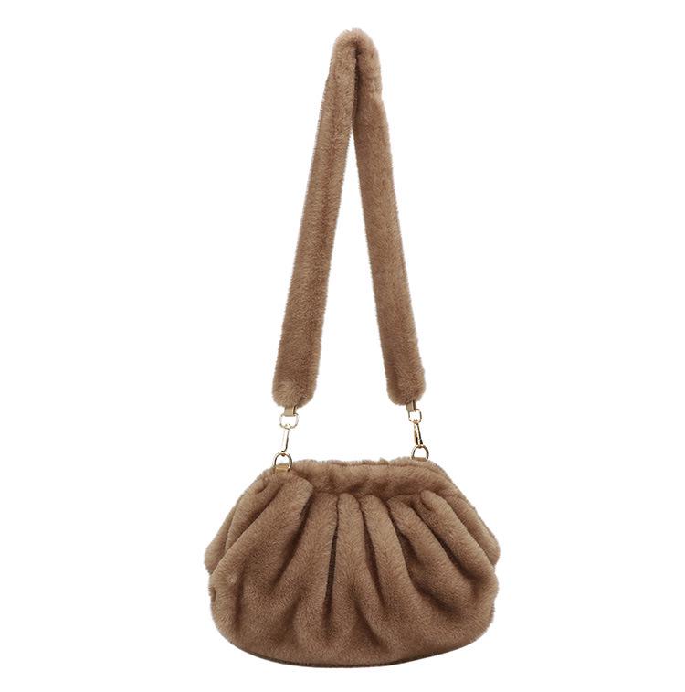 New High-End Plush Pleated Cloud Bag - Women's Trendy Crossbody for Autumn/Winter