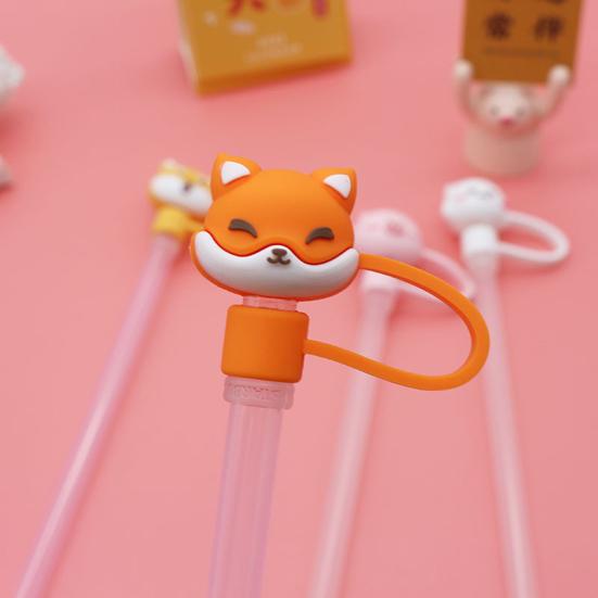 2 buc dopuri de paie reutilizabile, fără miros, încântător, moale, anti-alunecare, rezistente la praf, design de desene animate, capace de paie pentru utilizare zilnică