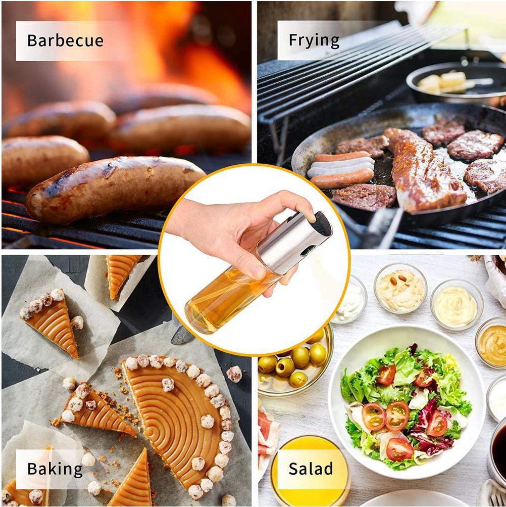304 Stainless Steel Glass Oil Spray Bottle - Press Type for Barbecue and Cooking