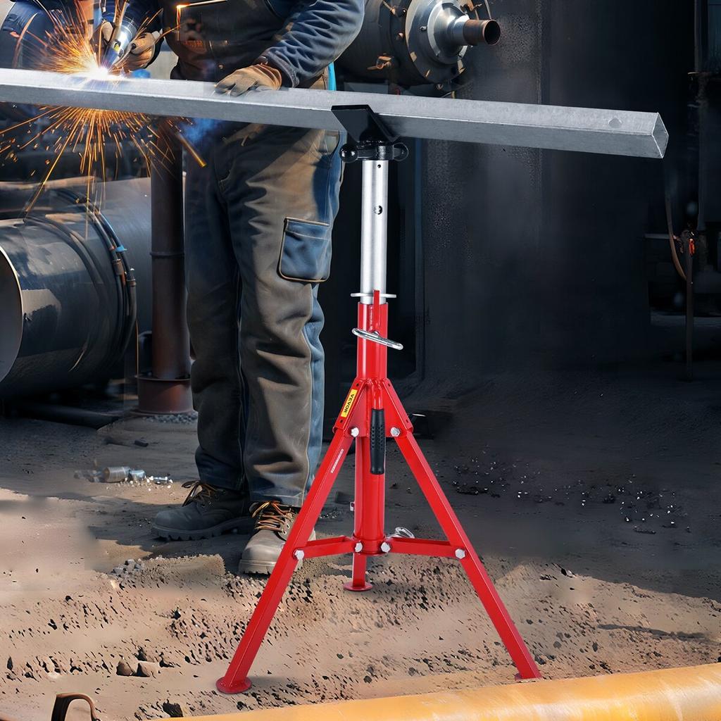 V Head Pipe Stand Adjustable Height 28-52 Inch 4500lbs/2 Tons Pipe Jack Stands Folding Portable High Folding Pipe Stand with V Head Fold A Trailer