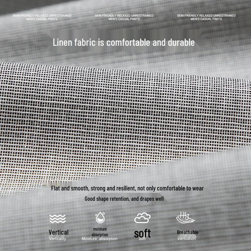 Men's Ice Silk Linen Blend Straight-Leg Pants