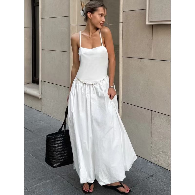 New Arrival Fashion French Style Temperament Pettiskirt Suspenders Backless Dress Strap Top Backless Dress