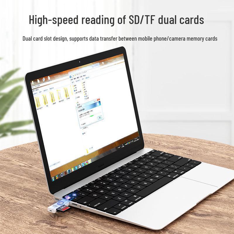 3.0 High-Speed 2-in-1 Card Reader for TF/SD Cards - Compatible with Cameras, Computers, Cars, and Laptops