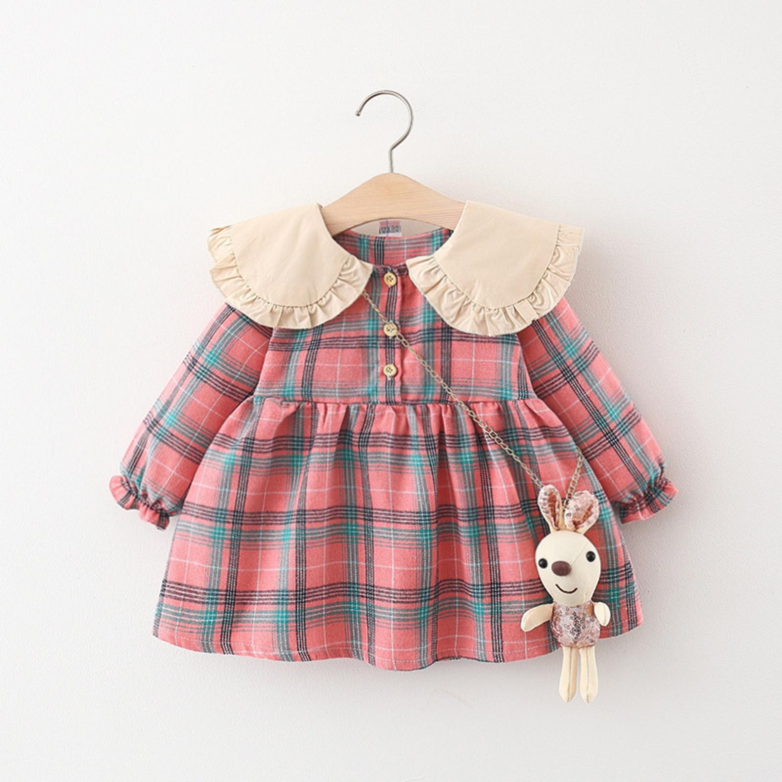 

Girls Long-sleeved Dress, Children s Princess Dress 8 рожевий