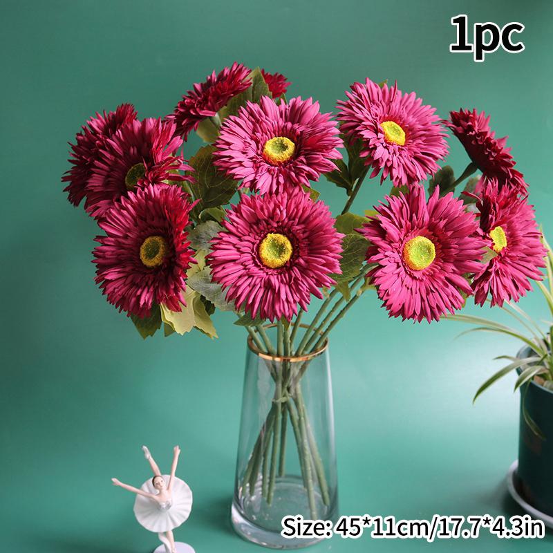 Real Touch Simulation Chrysanthemum Ultra Realistic Silk Gerbera Flower Arrangement Wedding Photography Props Artificial Flower