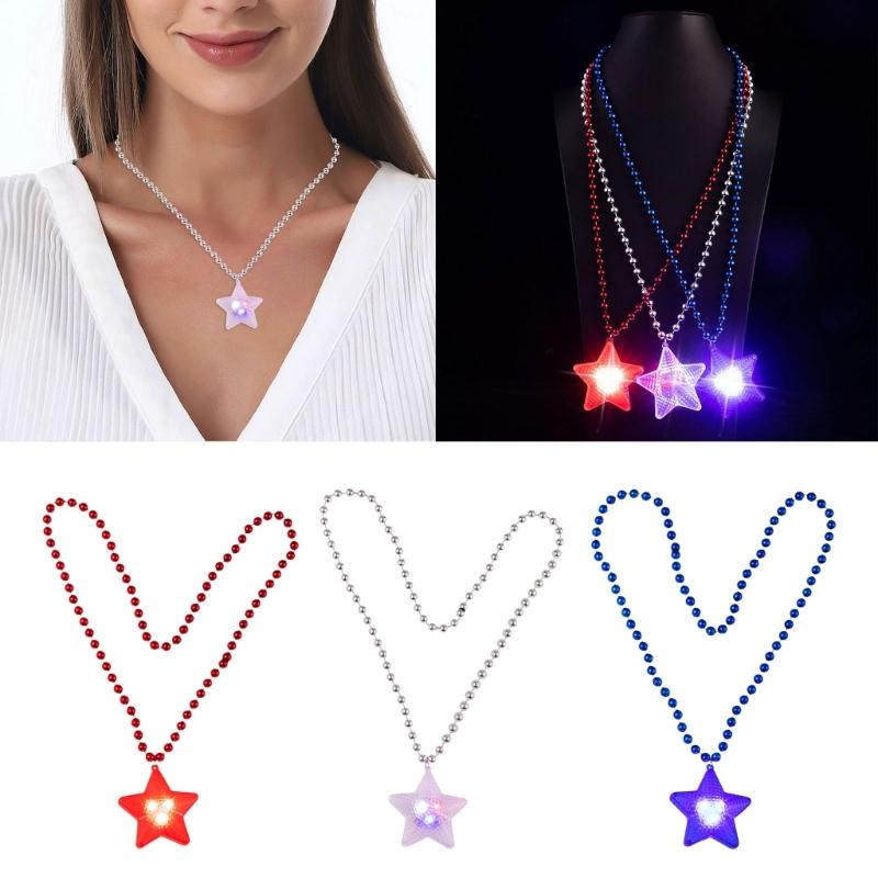Light up Star Necklace Glowing Star Necklaces LED Flashing Necklace Flashing Party Accessories for Adults Women Gifts
