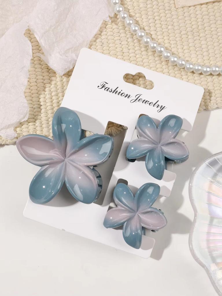 3 Pcs Hawaiian Hair Claw Clip for Women,Flower Marble Vein Hairpin Barrette Summer Vacation Beach Cute Fashion Hair Accessories