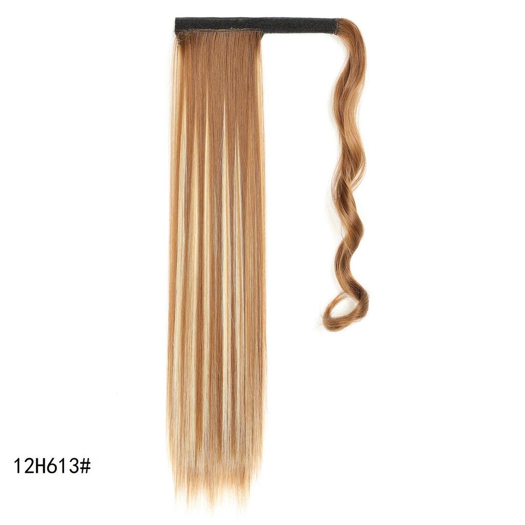 Synthetic Straight Ponytail Hair Extension With Velcro Wrap Design, 60cm Long Sleek Wrap Around Ponytail For Women Girls