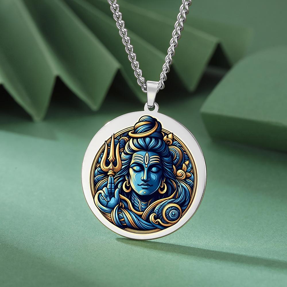 Dawapara Lord Shiva Trident Necklace Hindu God Hinduism Protection Spiritual Amulet Stainless Steel Jewelry Yoga Gift