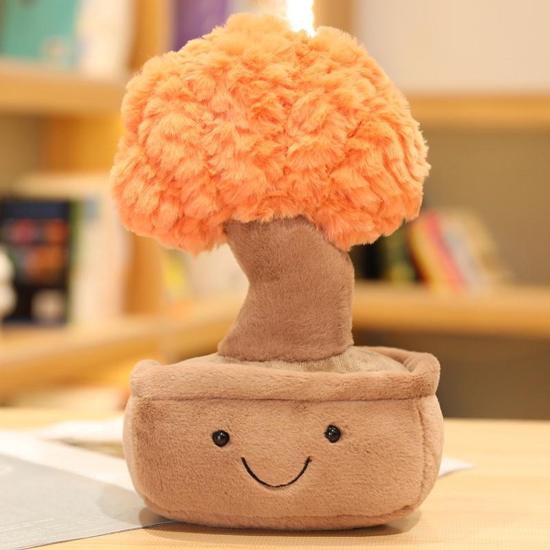 Lifelike Plush Fortune Tree Toy Stuffed Pine Bearded Trees Bamboo Potted Plant Decor Desk Window Decoration Gift for Home Kids