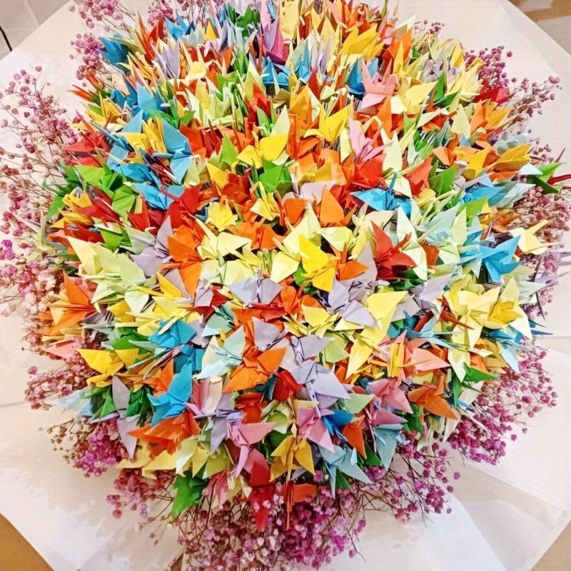 100pcs DIY Handmade Colorful Origami Cranes, Pure Handmade Origami Cranes, Creative Solid Color DIY Lucky Stars, Birthday Gift