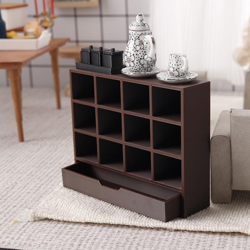 Miniature Dollhouse Furniture - 1/12 Simulation Storage Cabinet; Display Rack Model Accessories