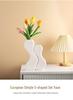 Sleek Black Geometric Ceramic Vase for Home Decor