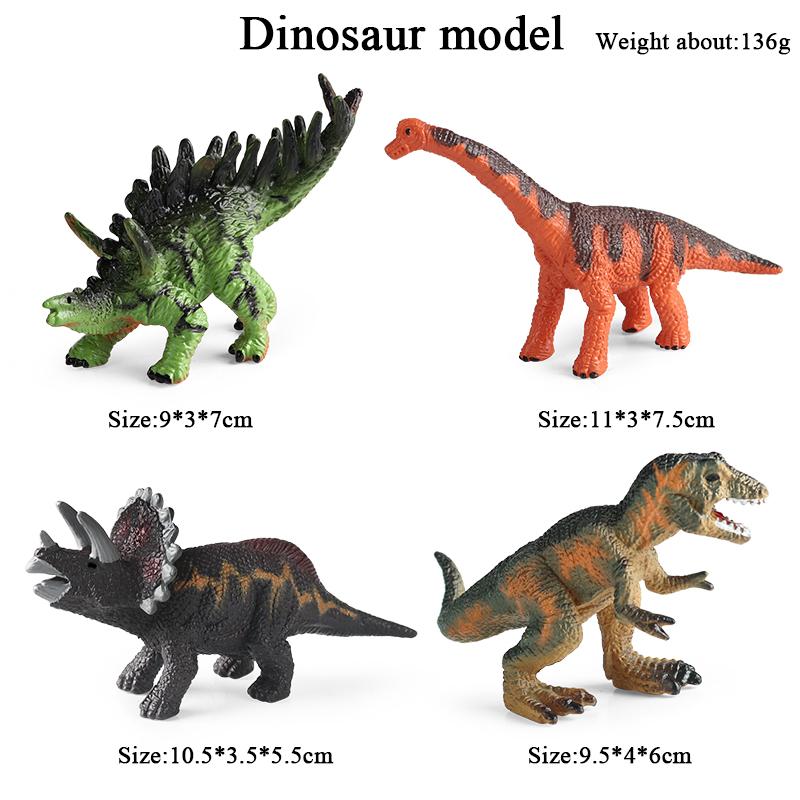 Oenux 4pcs Small Jurassic Dinosaur Set Action Figure T-Rex Mosasaurus Velociraptor Carnotaurus Animals Model Educational Kid Toy