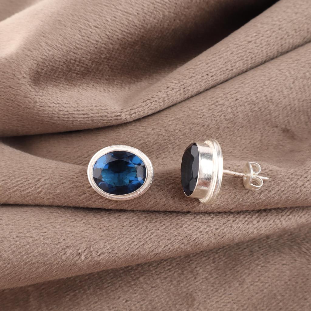 London Blue Topaz Jewelry, 925 Solid Sterling Silver Earrings, Handmade Gemstone Jewelry Earrings For Memorial Day