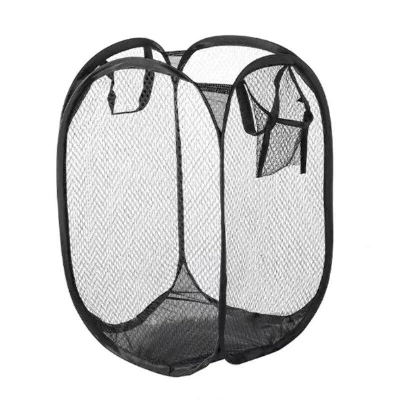 Folding Laundry Basket Organizer for Dirty Clothes Bathroom Clothes Mesh Storage Bag Household Wall Hanging Basket Frame Bucket