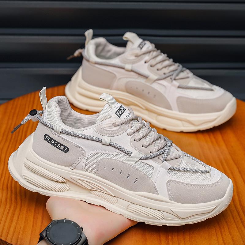 New Summer Men's Shoes Breathable Mesh Sports Shoes Men's Trend Versatile Heightening Board Shoes Casual Running Dad Shoes