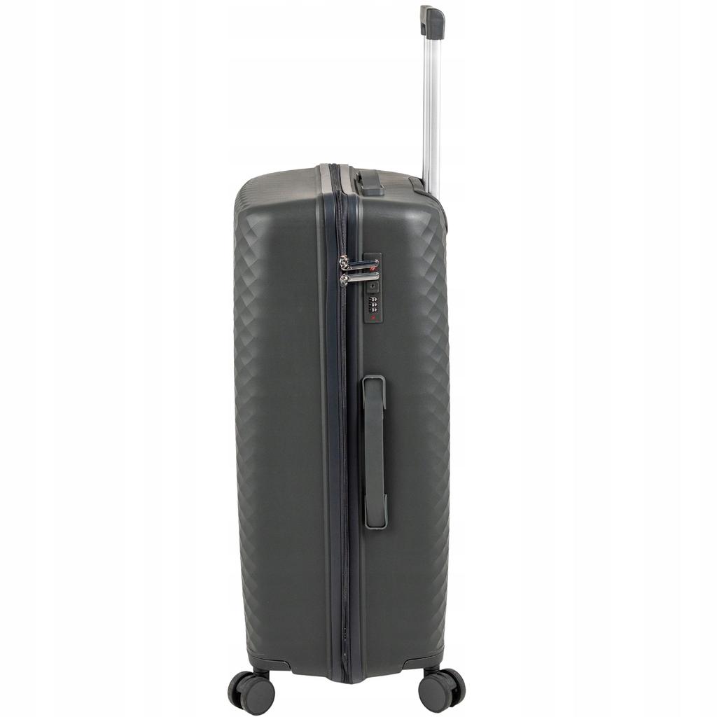 Duża walizka podróżna ciemnoszara lekka i wytrzymała walizka na kółkach do samolotu 106l wowbag 7900 l dark grey