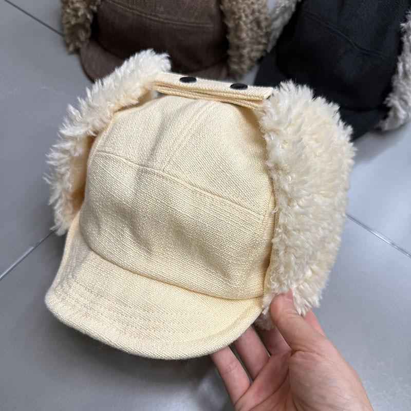 Cotton and linen thickened plush ear protection Lei Feng hat Unisex winter outdoor cold-proof skiing cycling warm flying hat