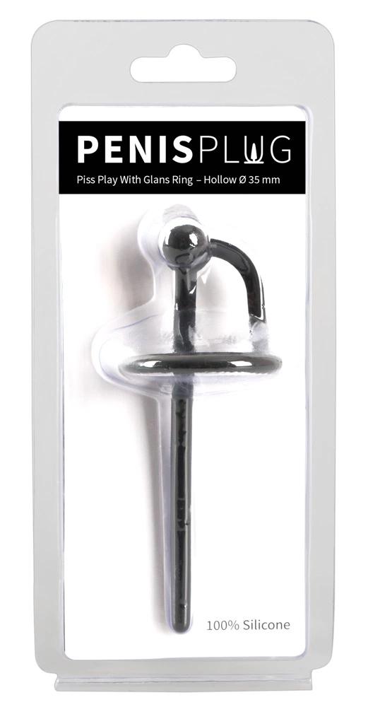 Penisplug - Dilator with Ball and Glans Ring Black