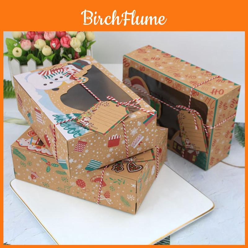 12pcs Kraft Paper Christmas Gift Candy Cookie Muffin Cake Boxes With Exquisite Printing And Decorative Tags