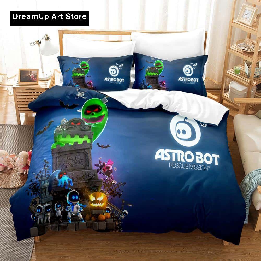 3D tisk Anime Astro Bot Ložní souprava Single Twin Full Queen King Size Postel Dospělý/Dětská ložnice Sady povlečení na peřinu Bytový textil