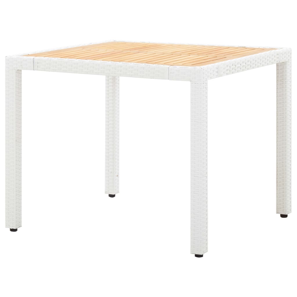 5 Piece Garden Dining Set White Poly Rattan