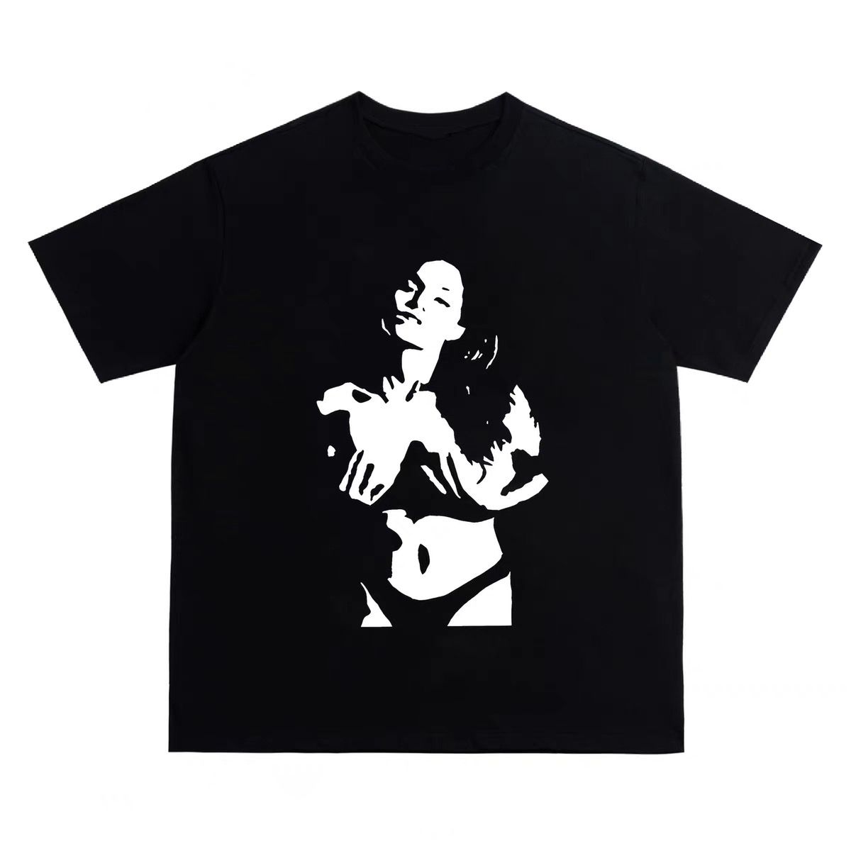 

American Street Style with A Mischievous Off-the-shoulder Woman s Printed Summer Casual Couple s Outfit Abstract Picture Top ... 5XL різнокольоровий