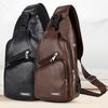 Vintage Men Fashion Shoulder Chest Bags USB Charging Leather Messenger Travel Packs Wallet