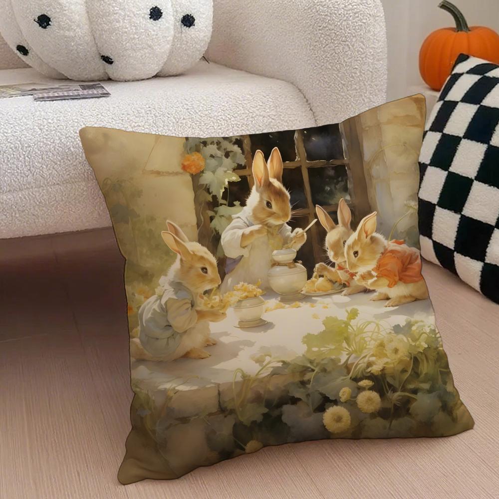 Classic Cute British PPeter Rabbit Cushion Cover Throw Pillow Cover Hidden Button Durable Polyester Chair Cushion