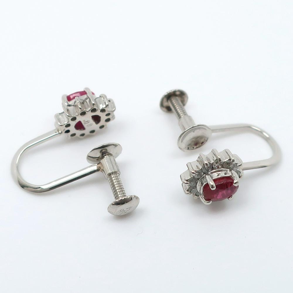Earring Pt900Platinum/Ruby/diamond 2.2g Women Used