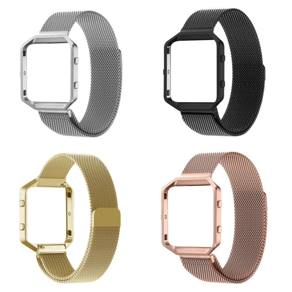 Elegant Milanese Metal Strap Wrist Band Bracelet With Frame For Fitbit Blaze Watch Tracker